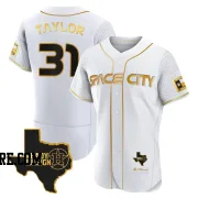 Men's Houston Astros Andrew Taylor Authentic White/Gold 2023 Space City Ready 2 Reign Flex Base Jersey