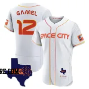 Men's Houston Astros Ben Gamel Authentic White 2023 Space City Ready 2 Reign Flex Base Jersey