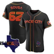 Men's Houston Astros Bennett Sousa Authentic Black 2023 Space City Ready 2 Reign Flex Base Jersey