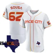 Men's Houston Astros Bennett Sousa Authentic White 2023 Space City Ready 2 Reign Flex Base Jersey