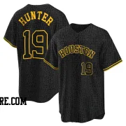 Men's Houston Astros Brian Hunter Replica Black Snake Skin City Jersey