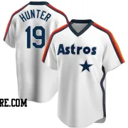 Men's Houston Astros Brian Hunter Replica White Home Cooperstown Collection Team Jersey