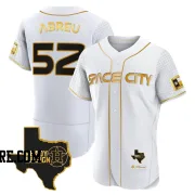 Men's Houston Astros Bryan Abreu Authentic White/Gold 2023 Space City Ready 2 Reign Flex Base Jersey