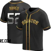 Men's Houston Astros Bryan Abreu Replica Black Golden Alternate Jersey