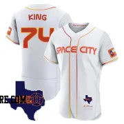 Men's Houston Astros Bryan King Authentic White 2023 Space City Ready 2 Reign Flex Base Jersey