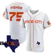 Men's Houston Astros Cameron Fisher Authentic White 2023 Space City Ready 2 Reign Flex Base Jersey