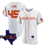 Men's Houston Astros Carlos Lee Authentic White 2023 Space City Ready 2 Reign Flex Base Jersey