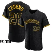 Men's Houston Astros Cesar Cedeno Authentic Black Snake Skin City Jersey