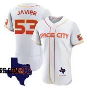 Men's Houston Astros Cristian Javier Authentic White 2023 Space City Ready 2 Reign Flex Base Jersey