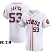 Men's Houston Astros Cristian Javier Elite White Home Patch Jersey