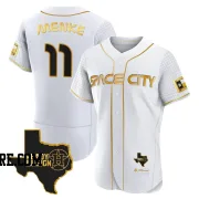 Men's Houston Astros Denis Menke Authentic White/Gold 2023 Space City Ready 2 Reign Flex Base Jersey