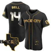 Men's Houston Astros Derek Bell Authentic Black/Gold 2023 Space City Ready 2 Reign Flex Base Jersey