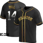 Men's Houston Astros Derek Bell Replica Black Golden Alternate Jersey