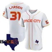 Men's Houston Astros Don Larsen Authentic White 2023 Space City Ready 2 Reign Flex Base Jersey