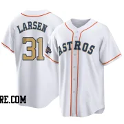 Men's Houston Astros Don Larsen Replica Gold White 2023 Collection Jersey