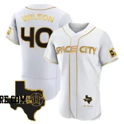 Men's Houston Astros Don Wilson Authentic White/Gold 2023 Space City Ready 2 Reign Flex Base Jersey