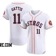 Men's Houston Astros Evan Gattis Elite White Home Patch Jersey