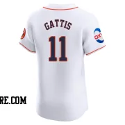 Men's Houston Astros Evan Gattis Elite White Home Patch Jersey