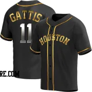 Men's Houston Astros Evan Gattis Replica Black Golden Alternate Jersey