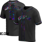 Men's Houston Astros Evan Gattis Replica Black Holographic Alternate Jersey