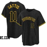 Men's Houston Astros Evan Gattis Replica Black Snake Skin City Jersey