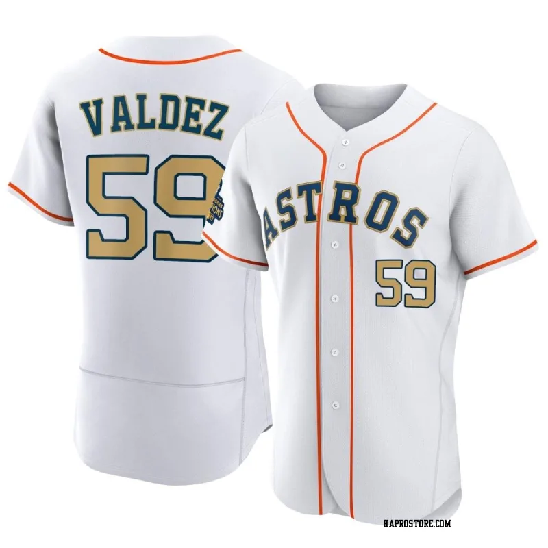 Men's Houston Astros Framber Valdez Authentic Gold White 2023 Collection Jersey