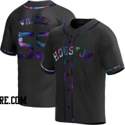 Men's Houston Astros Framber Valdez Replica Black Holographic Alternate Jersey