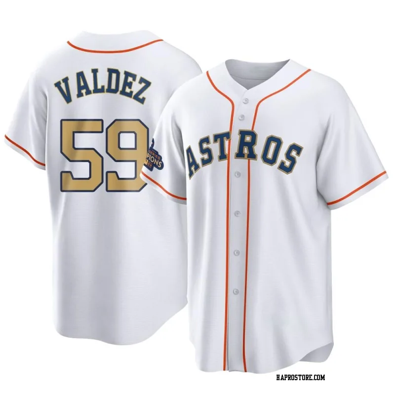 Men's Houston Astros Framber Valdez Replica Gold White 2023 Collection Jersey