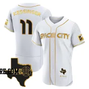 Men's Houston Astros Grae Kessinger Authentic White/Gold 2023 Space City Ready 2 Reign Flex Base Jersey