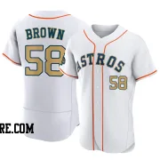 Men's Houston Astros Hunter Brown Authentic Gold White 2023 Collection Jersey