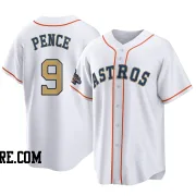 Men's Houston Astros Hunter Pence Replica Gold White 2023 Collection Jersey