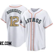 Men's Houston Astros Ivan Rodriguez Replica Gold White 2023 Collection Jersey