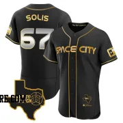 Men's Houston Astros Jairo Solis Authentic Black/Gold 2023 Space City Ready 2 Reign Flex Base Jersey