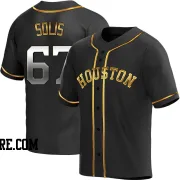 Men's Houston Astros Jairo Solis Replica Black Golden Alternate Jersey