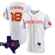 Men's Houston Astros Jason Castro Authentic White 2023 Space City Ready 2 Reign Flex Base Jersey