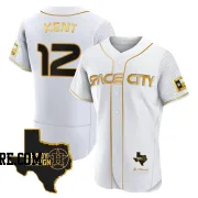 Men's Houston Astros Jeff Kent Authentic White/Gold 2023 Space City Ready 2 Reign Flex Base Jersey