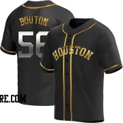 Men's Houston Astros Jim Bouton Replica Black Golden Alternate Jersey