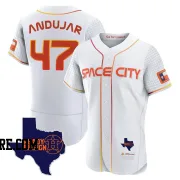 Men's Houston Astros Joaquin Andujar Authentic White 2023 Space City Ready 2 Reign Flex Base Jersey