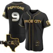 Men's Houston Astros Joe Pepitone Authentic Black/Gold 2023 Space City Ready 2 Reign Flex Base Jersey