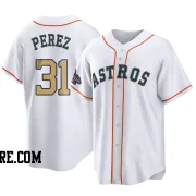 Men's Houston Astros Joe Perez Replica Gold White 2023 Collection Jersey