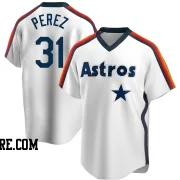 Men's Houston Astros Joe Perez Replica White Home Cooperstown Collection Team Jersey