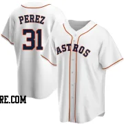 Men's Houston Astros Joe Perez Replica White Home Jersey