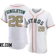 Men's Houston Astros Jon Singleton Authentic Gold White 2023 Collection Jersey