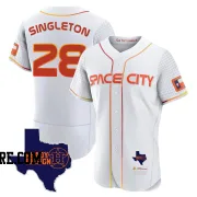 Men's Houston Astros Jon Singleton Authentic White 2023 Space City Ready 2 Reign Flex Base Jersey