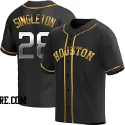 Men's Houston Astros Jon Singleton Replica Black Golden Alternate Jersey