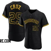 Men's Houston Astros Jose Cruz Jr. Authentic Black Snake Skin City Jersey