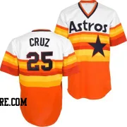 Men's Houston Astros Jose Cruz Jr. Replica White/Orange Throwback Jersey