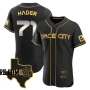 Men's Houston Astros Josh Hader Authentic Black/Gold 2023 Space City Ready 2 Reign Flex Base Jersey