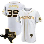 Men's Houston Astros Josh James Authentic White/Gold 2023 Space City Ready 2 Reign Flex Base Jersey