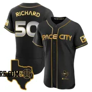 Men's Houston Astros J.R. Richard Authentic Black/Gold 2023 Space City Ready 2 Reign Flex Base Jersey